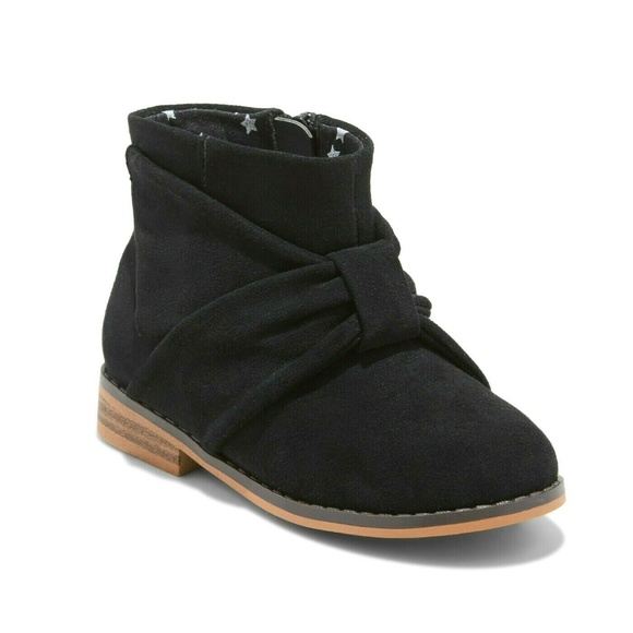 Cat & Jack Other - Girls' Microsuede Bow Ankle Fashion Boots Black 2
